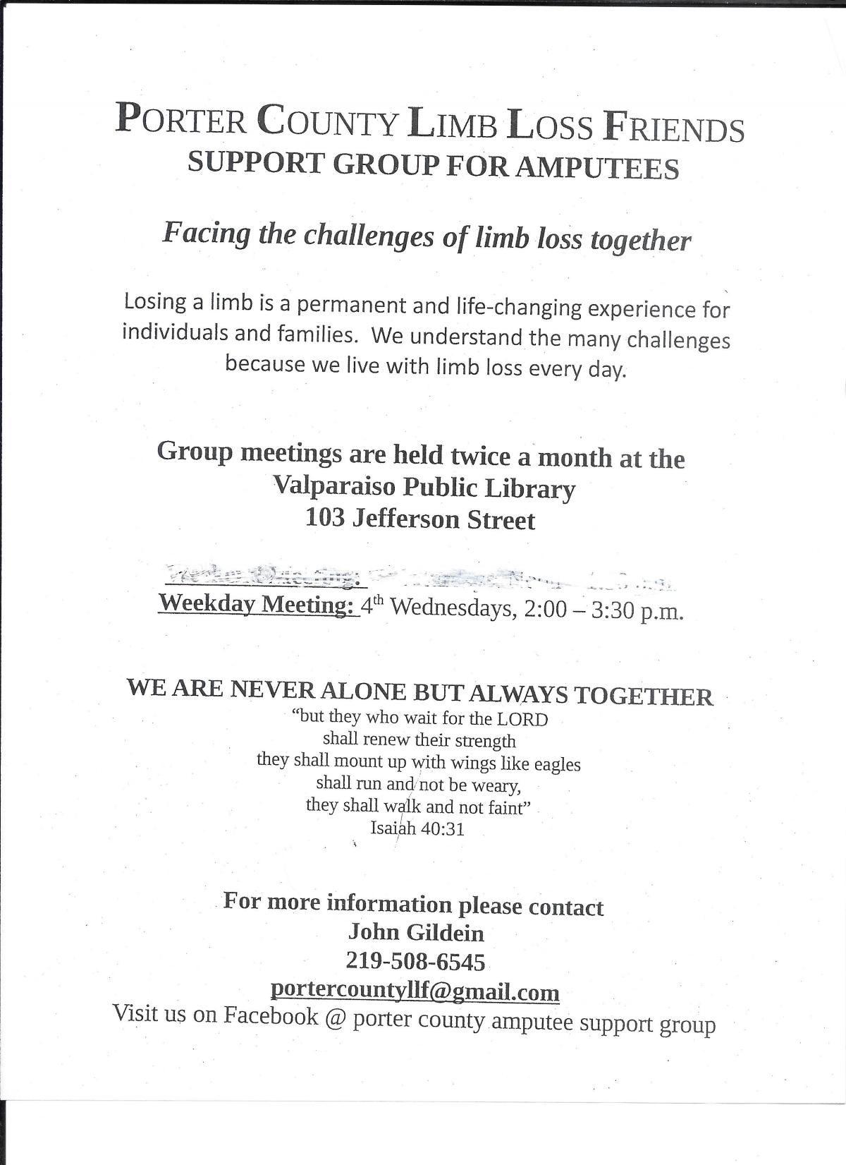 Porter County Amputee Support Group