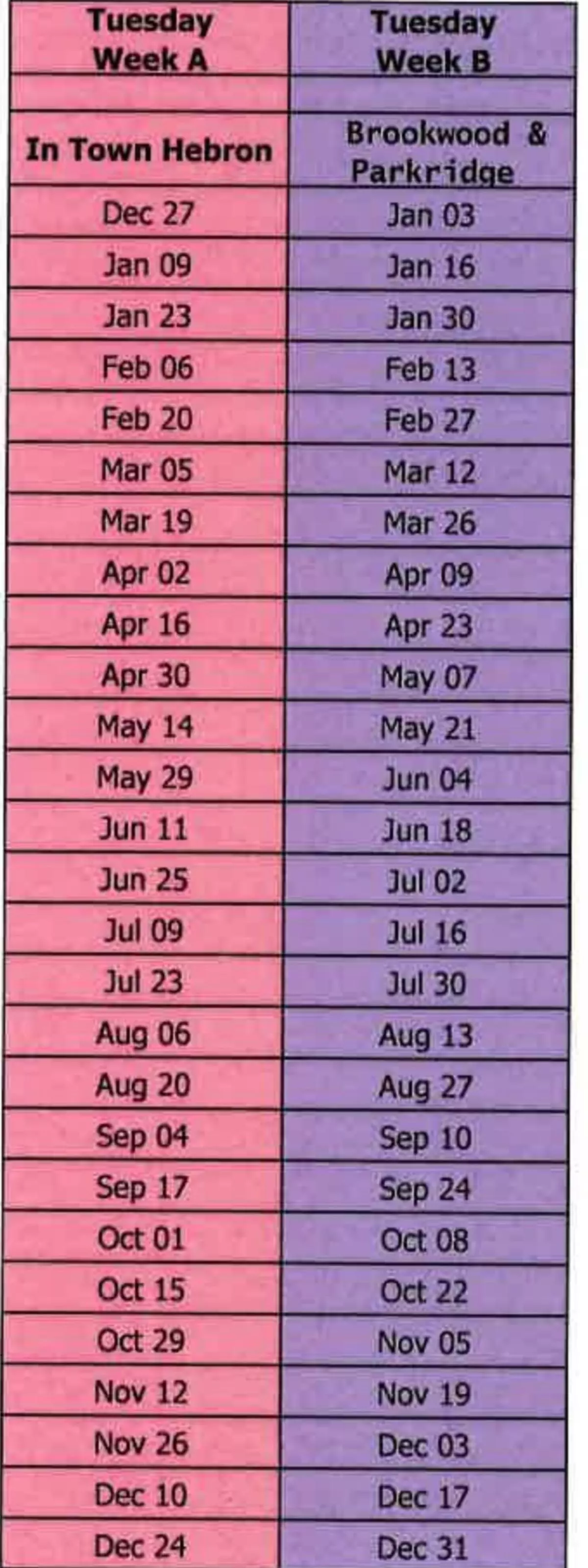2024 recycling schedule